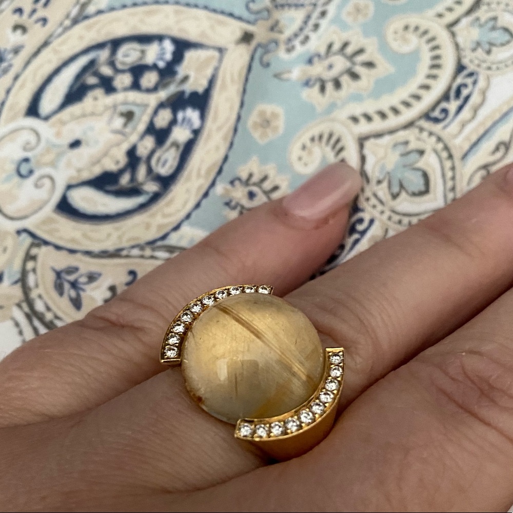 Rutilated Quartz, Diamond, Gold Ring, Cartier